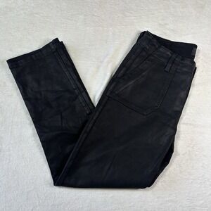 paige mayslie straight ankle Pants Size28 Utitily Pockets Black Fog Luxe Coating